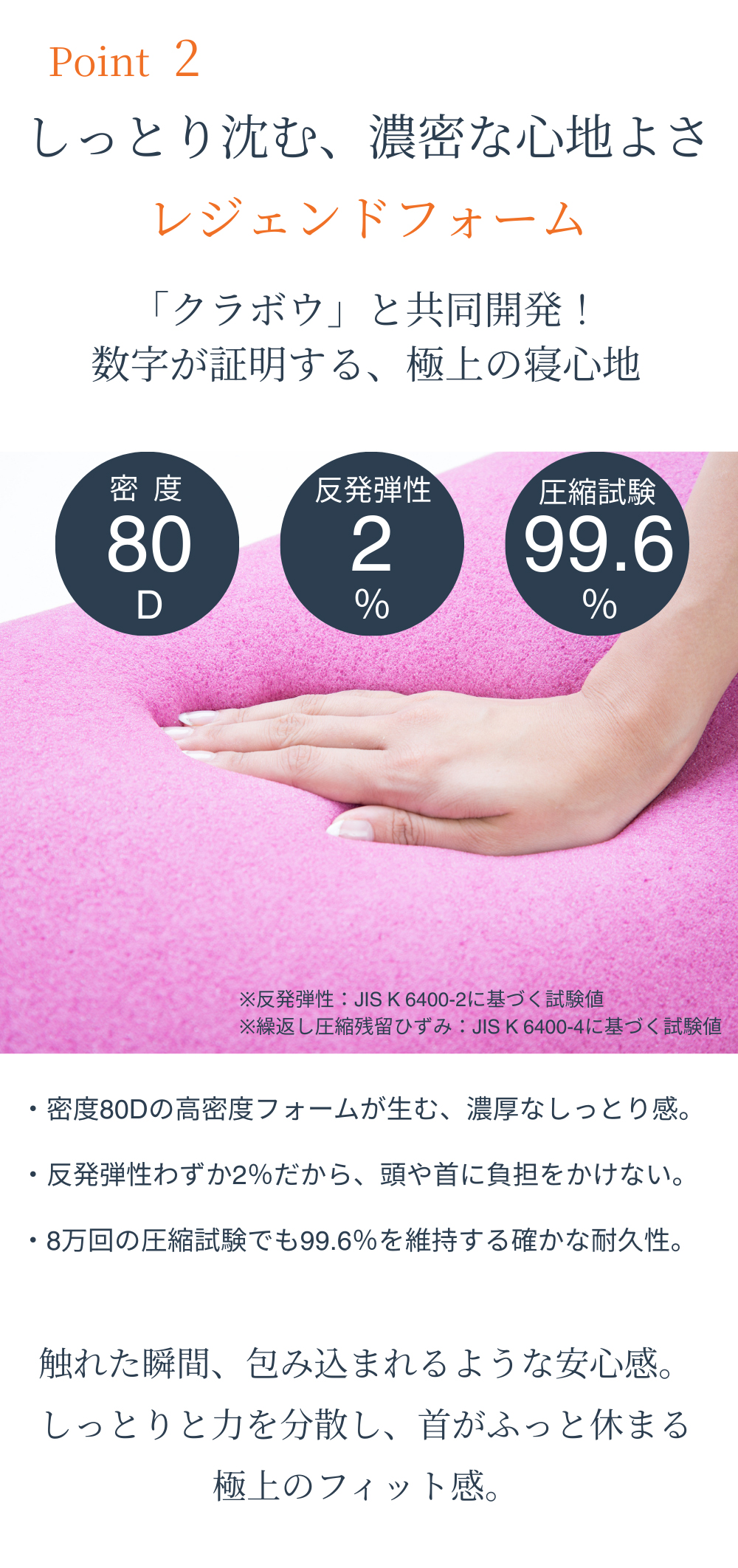 クラボウ開発素材レジェンドフォームを使用した快眠枕