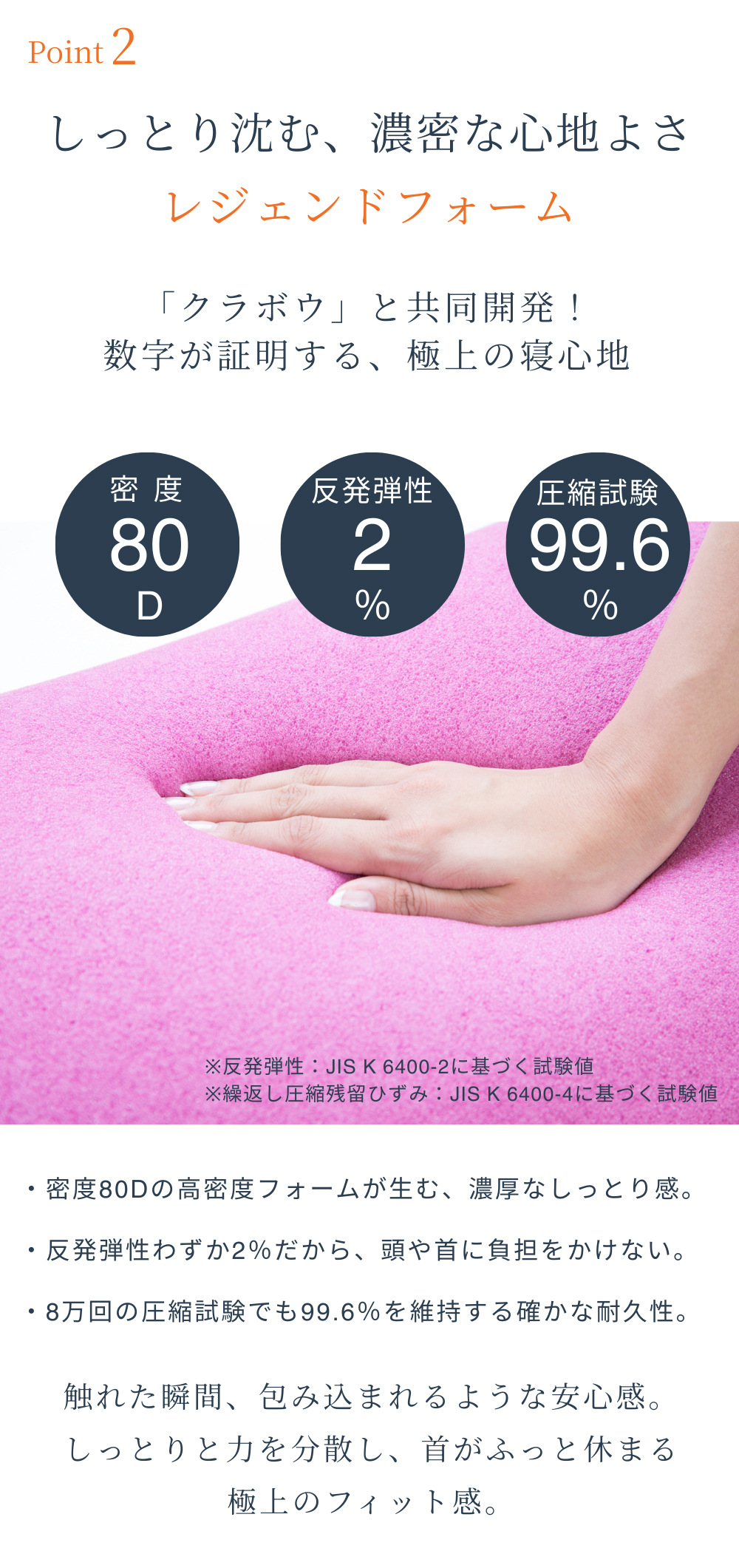 クラボウ開発素材レジェンドフォームを使用した快眠枕
